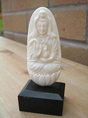 Beautiful Chinese Hand Carved Bone Statue Of Guan Yin Bodhisattva Buddha
