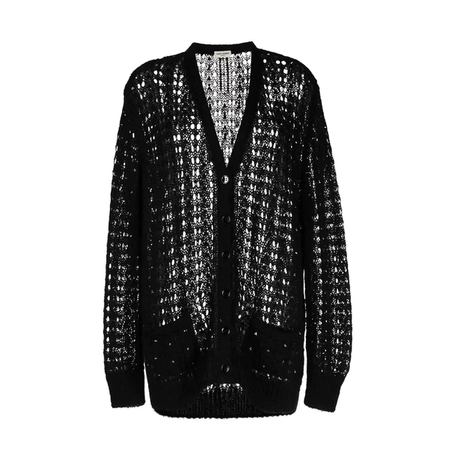 Saint Laurent Black Swarovski-Embellished Cardigan
