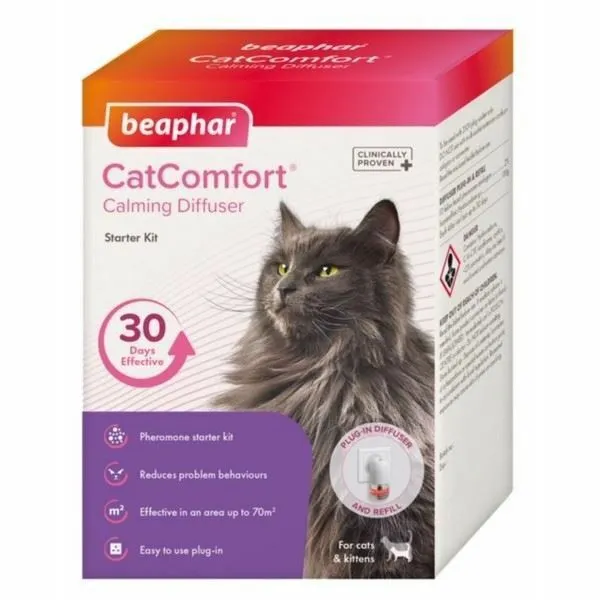 Kit de inicio difusor calmante Beaphar CatComfort enchufe alivio de estrés 48 ml