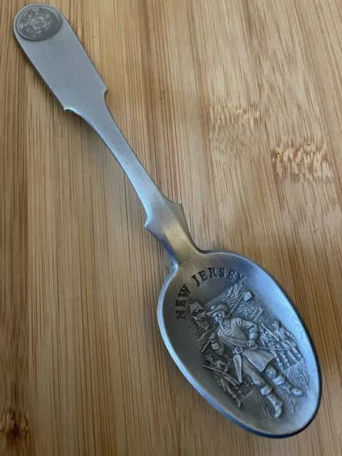 1976 Franklin Mint NEW JERSEY Colony Pewter Souvenir Spoon 6.5"