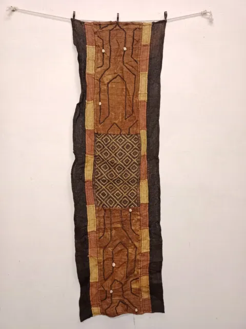 Old Hand Woven African Raffia Congo Cloth Traditional Textile Wall Hanging