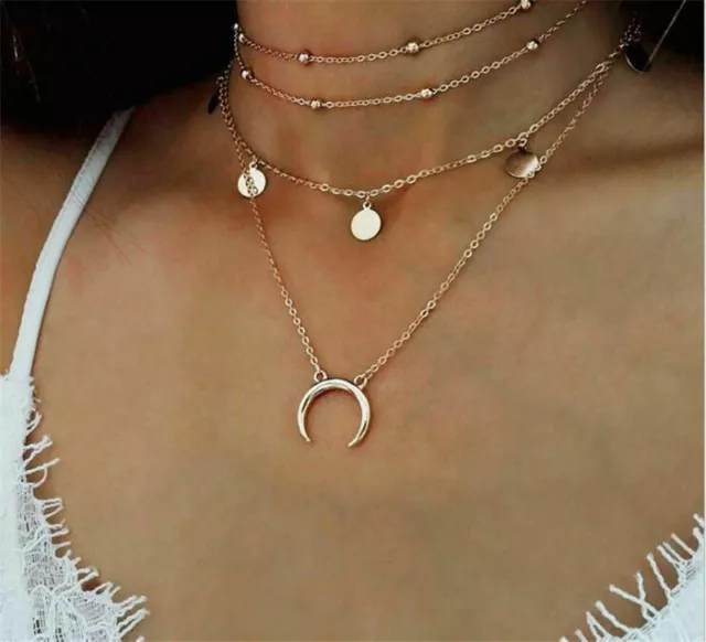 Women Charm Jewelry Choker Chunky Statement Bib Pendant Necklace Chain