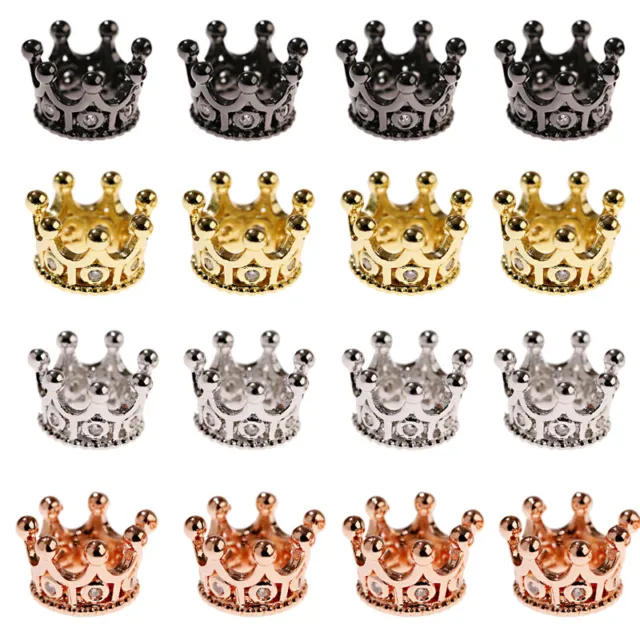 10Pcs Crystal Crown Charm Spacer Beads Accessories DIY Bracelet Jewelry Making