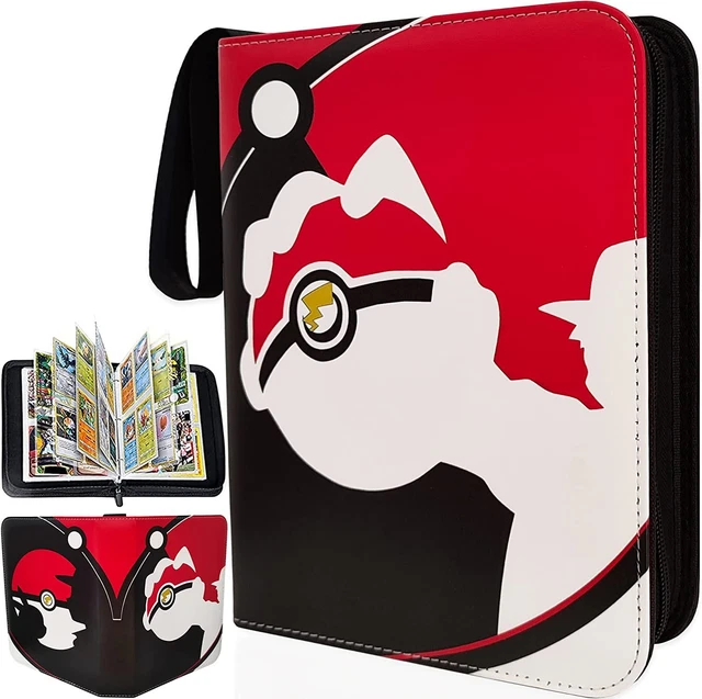 55 Pages Trading Card Binder 4 Pocket for 440 TCG, MTG Pokemans Black-Red