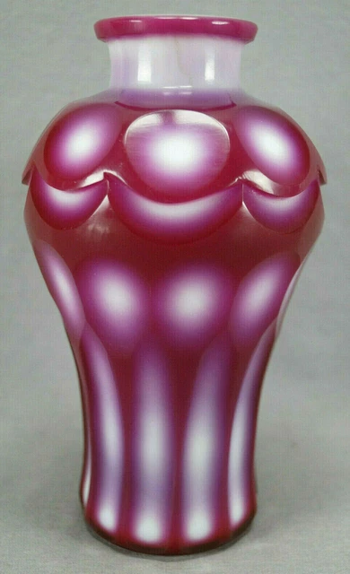 Chinese Peking Opaque Cranberry Purple Cut to White Glass Vase Circa 1900