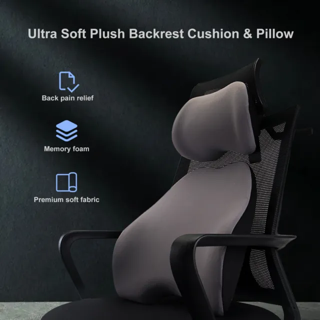 Memory Foam Seat Cushion Back Lumbar Support Pillow for Office Chair Car Seats