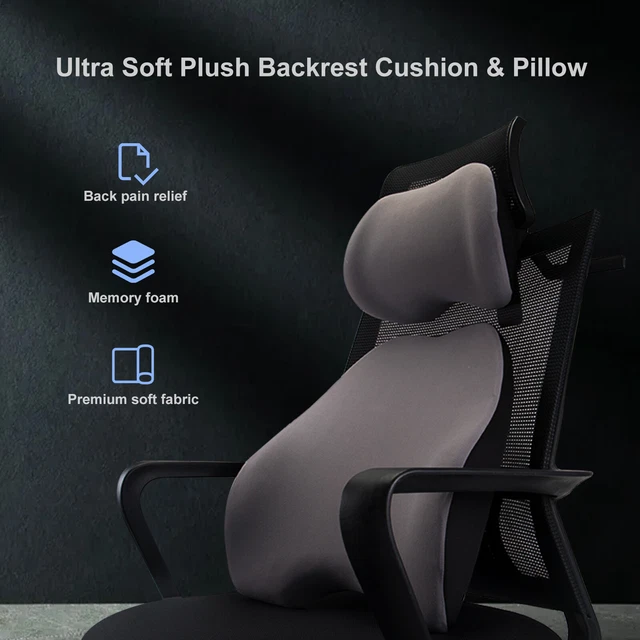 Memory Foam Seat Cushion Back Lumbar Support Pillow for Office Chair Car Seats
