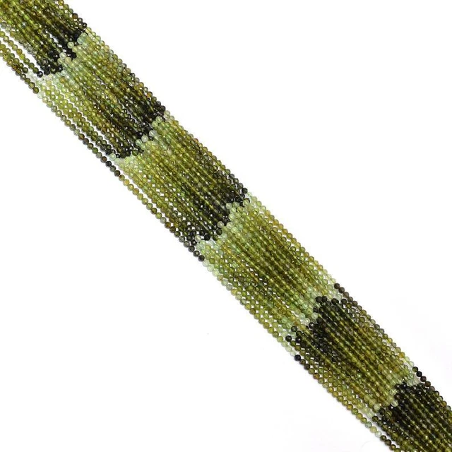 AAA Naturel Facettes Vert Tourmaline Rondelle Gemmes Perles 13 " Brin 2mm-3mm