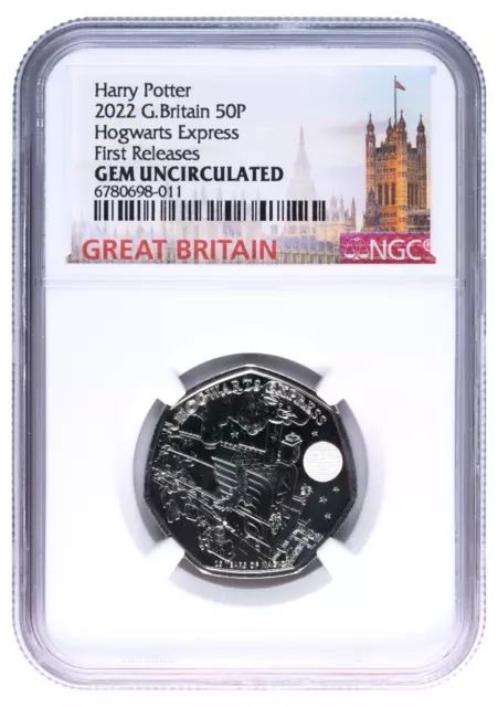 2022 50p Great Britain Harry Potter Hogwarts Express NGC Gem BU Coin #2/4 in Set