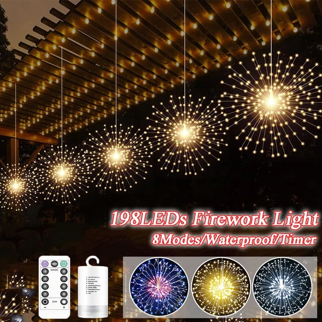 198LEDs Copper Wire Firework String Light Christmas Lights Party Garden Decor