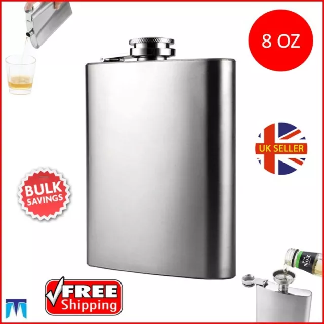 Hip Flask 8oZ Stainless Steel Whisky Alcohol Drink Pocket Gift Vodka Wine Bottle