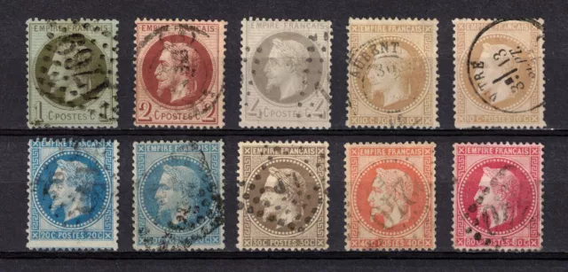 France Lot de 10 Timbres Empire Lauré N° 25 / 32 Oblitérés - Scan recto / verso