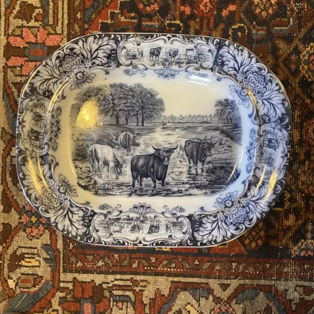 Wedgwood Flow Blue Cattle Serving Platter - excellent condition