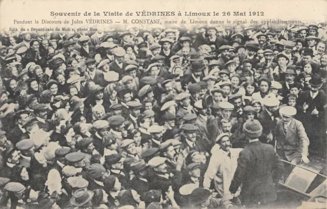 Cpa 11 Souvenir Of The Visit Of Vedrines In Limoux 1912