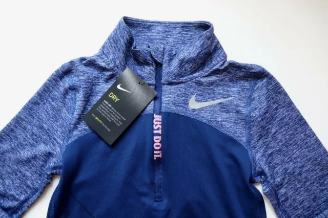 Top Nike Dri Fit Mezza Zip Running Maniche Lunghe Blu Cd7502-492 Ragazze Xs S 6-8-10Y 3