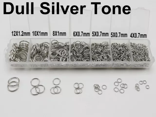 1200 Pcs Dull Silver Tone Mixed Size 4mm-12mm Open Jump ring Connector Craft DIY