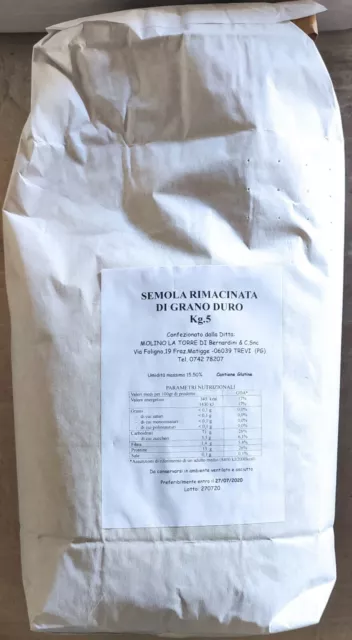 Semola Rimacinata di Grano Duro 5 Kg Molino Bernardini