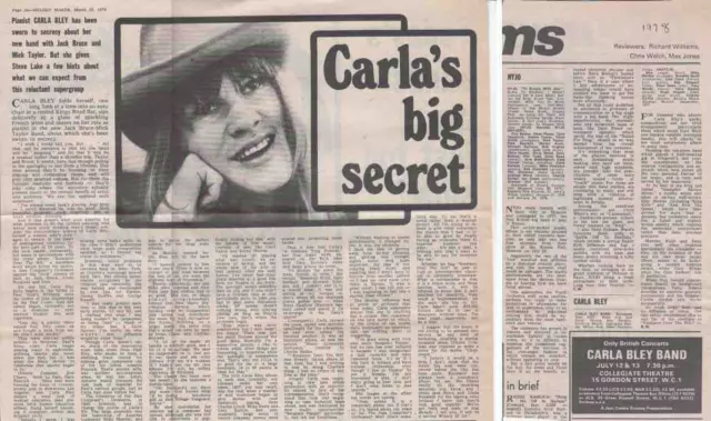 CARLA BLEY : CUTTINGS COLLECTION - interview