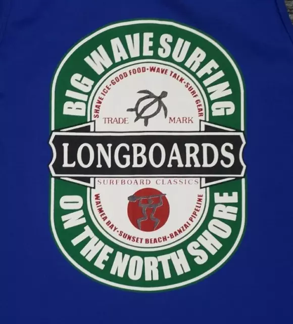 Longboards Men's Large Blue Tank Top North Shore Hawaii Big Wave Surfing