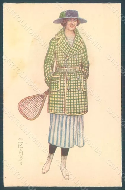 Artist Signed Colombo E. Lady Tennis Sport Fashion serie 974-1 SPOTS pc HR2632