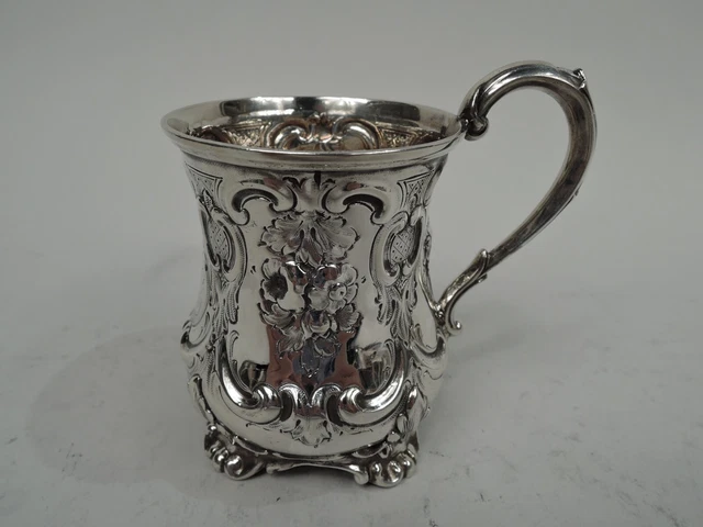 Victorian Mug Antique Christening Baby Cup English Sterling Silver 1854