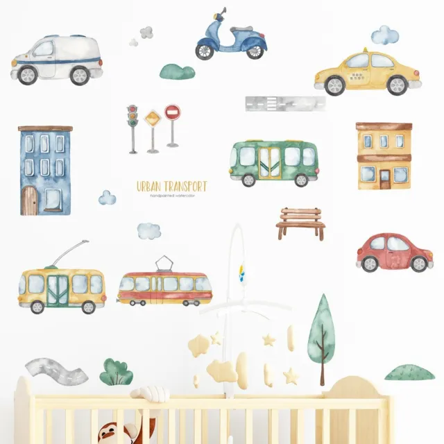 Transportation Decal for Kids Bedroom Decor Bus Removable Wall Stickers Vinyl