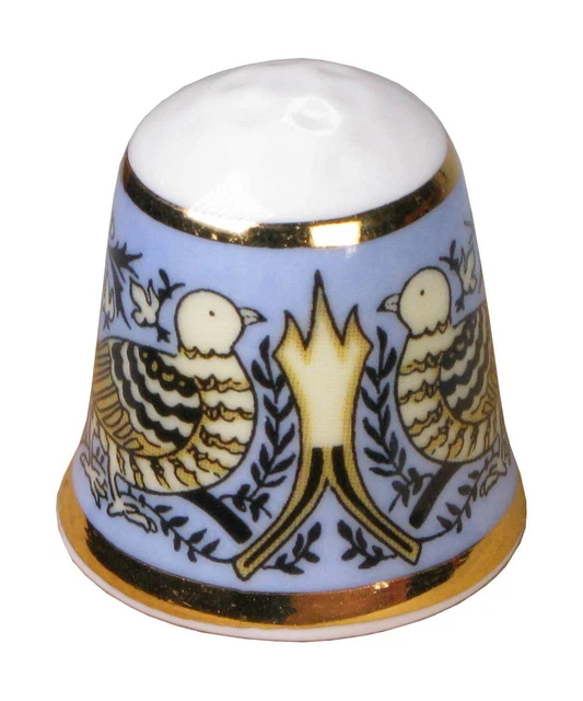 Birchcroft Porzellan Fingerhut - Sammlerstück Frohe Weihnachten 2023 Mit Kuppelbox