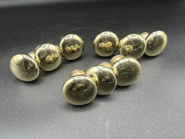 Lot of 9  Solid Brass Cabinet Knobs Drawer Pulls Round Vintage 1.25”