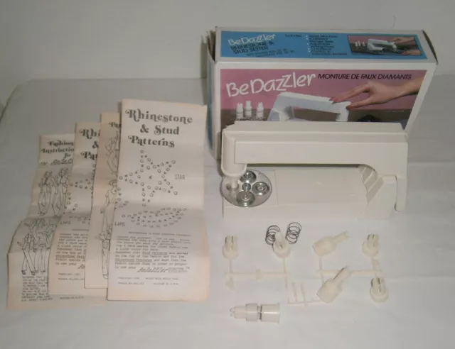 Used BeDazzler RHINESTONE & STUD SETTER in Box with Manual, Patterns, 4  Plungers