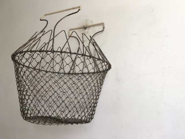 Vintage Small French Metal Wire Egg Basket Brocante Find c1960s 2