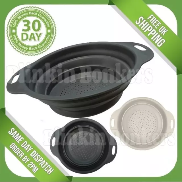 Large Collapsible Colander Folding Kitchen Food Drainer Draining Strainer Basket