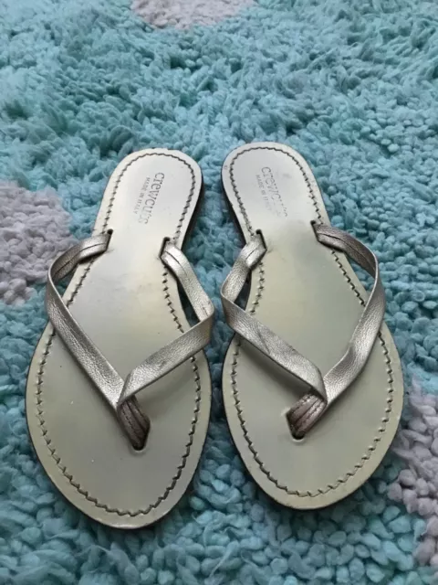 Crewcuts Girl Leather Sandal Thong Flip Flop Shoe 12 Gold Italy Capri J. Kid