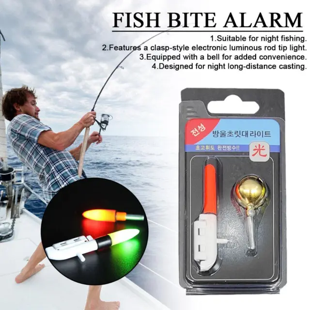 LED NIGHT FISHING Bite Bait Alarm 2 Bells Light Rod Alert Tip Clip g Rin  Lot D3 £3.95 - PicClick UK