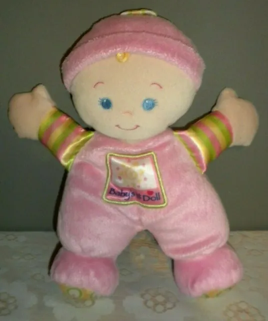 2008 Fisher Price Babys First Doll Blonde Blue Eyes Plush lovey rattle 10" toy