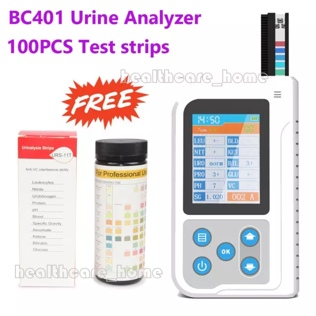 CONTEC 2.4' LCD BC401 Portable Urine Analyzer Test Strips USB 100 pcs Test paper