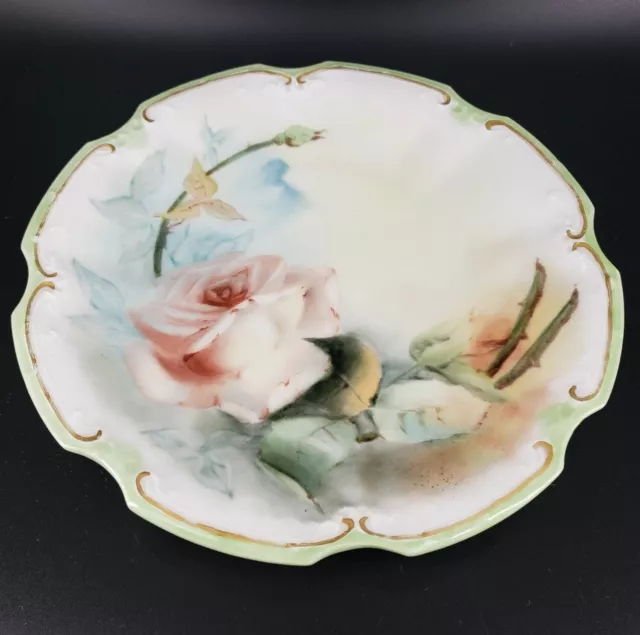 Vintage Made In France Handpainted Floral Plate 8.5" Porcelain