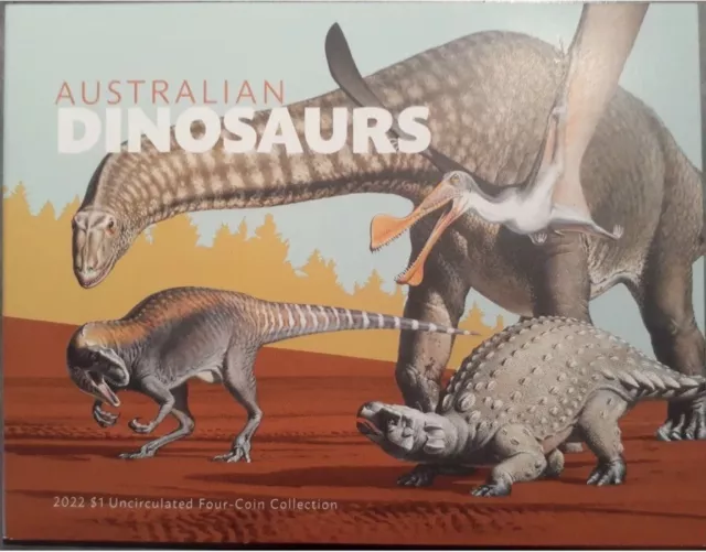 2022 UNC $1 Australian Dinosaurs Dino Hunt Four Coin Set Collection in Folder