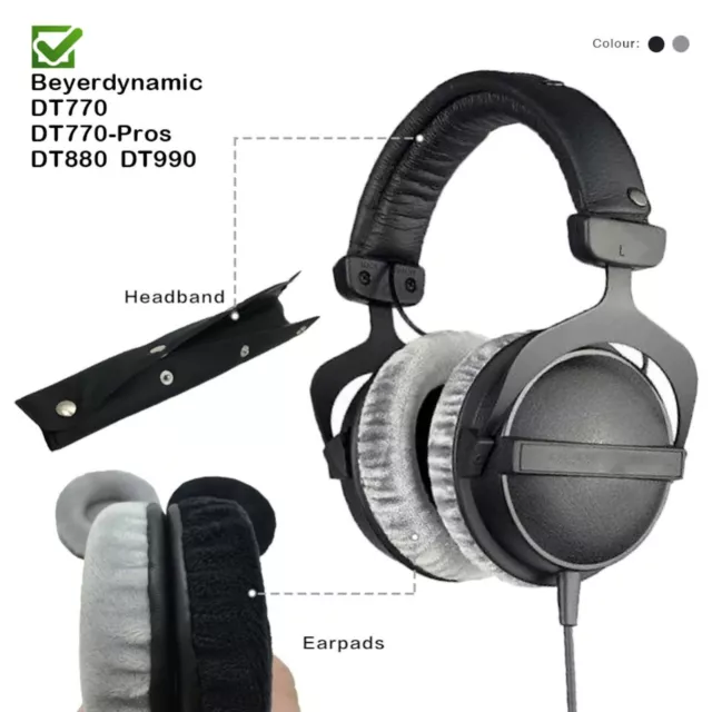 Velour Ersatz Ohrpolster Kopfband Beyerdynamic DT990 DT880 DT770 Kopfhörer