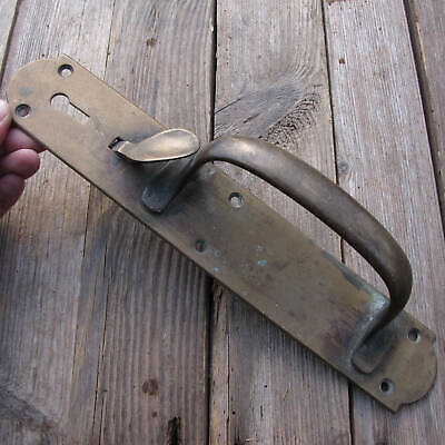 Old Large Brass Norfolk Latch Door Handle Pull by Gibbons of Wolverhampton