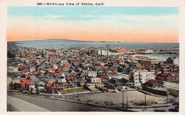 Los Angeles Venice CA California Aerial View 1920s Vtg Postcard B25