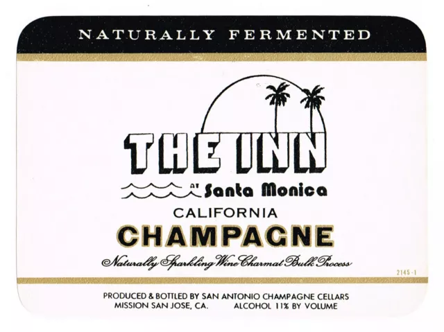 1970S Champagne Wine Bottle Label The In At Santa Monica Mission San Jose