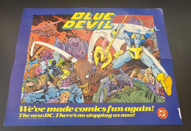 Blue Devil 1984 DC Made Comics Fun Again Promotional Poster 20x15.5" Vintage