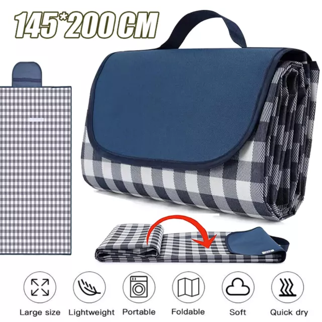 AUS Large Picnic Blanket Family Waterproof Camping Rug Folding Travel Beach Mat