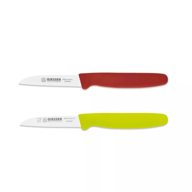 Giesser Messer 2er Set Gemüsemesser Küchenmesser gerade Klinge 8 cm Rot Limette