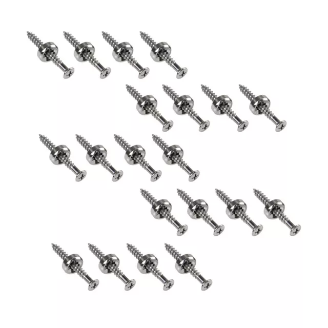 Pack of 20pcs Guitar Neck Joint Ferrules Bushings with Mounting Screws Chrome