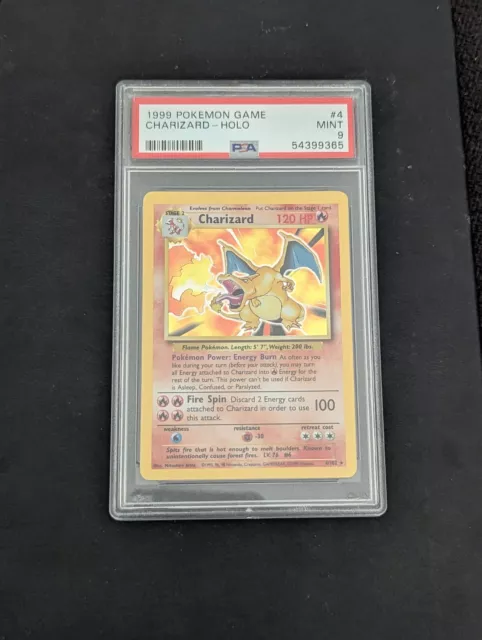 PSA 9 Base Set Charizard Unlimited Holo Pokemon Card Mint 4/102
