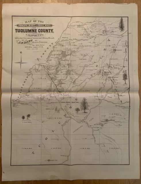 J P Dart / Mining Map of the Principal Quartz and Gravel Mines in Tuolumne 1879