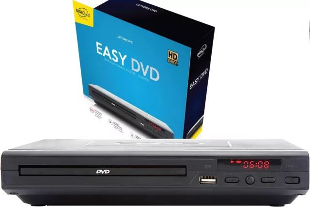 Lettore DVD DVX HDMI USB Display DVD CD MP3 MP4 Telecomando Digiquest EasyDVD