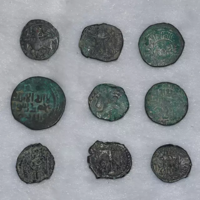 Lot Sale 9 Ancient Sassanid Sasanian & Islamic Mix Bronze & Mix Silver Coins