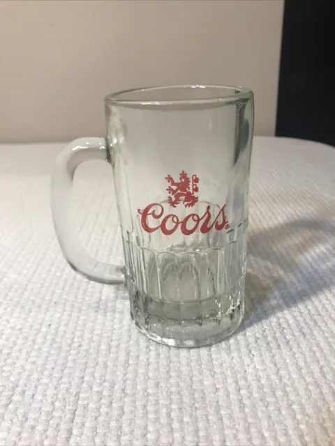 Vintage Coors Glass Beer Mug with Handle And “Coors” & Logo On Side.